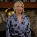 Brooke’s blue floral blouse on The Bold and the Beautiful