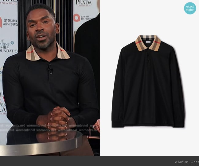 Burberry Cody Longsleeve Polo worn by Justin Sylvester on E! News