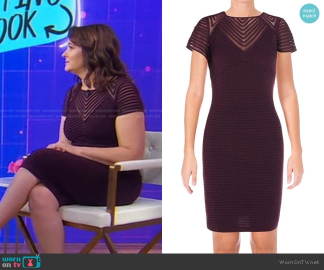 Calvin Klein Cap-Sleeve Sheath Dress in Aubergine worn by Dr. Deborah Gilboa on Good Morning America