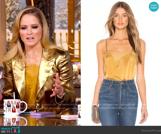 Cami NYC The Sweetheart Charmeuse Cami in Gold worn by Sara Haines on The View