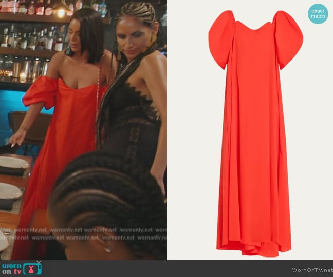 Caroline Constas Palmer Off-Shoulder Maxi Dress worn by Jessel Taank on The Real Housewives of New York City