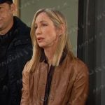 Catharina’s brown leather jacket on Days of our Lives