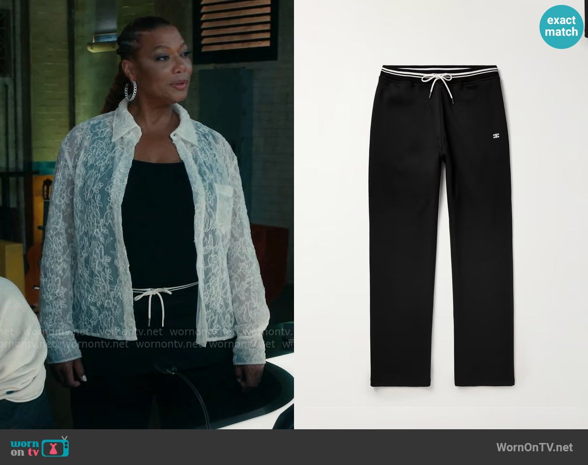 Celine Homme Straight-Leg Striped Jersey Sweatpants worn by Robyn McCall (Queen Latifah) on The Equalizer