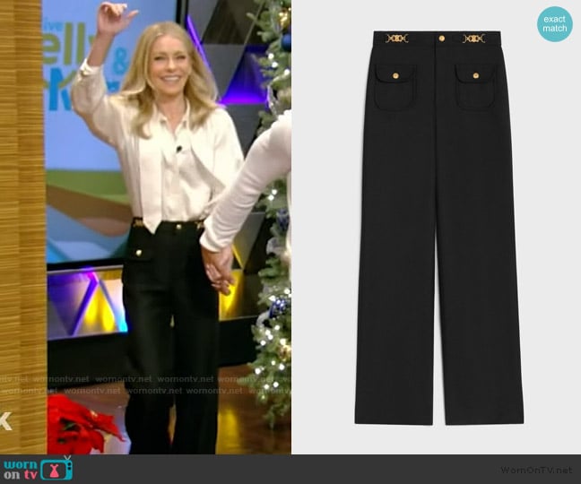 Kelly’s black front pocket pants on Live with Kelly