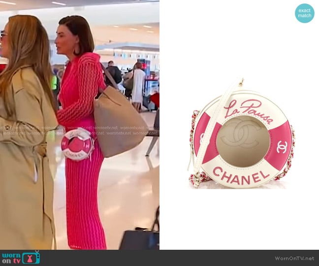 Chanel Lifesaver Round Crossbody Bag Lambskin worn by Bronwyn Newport on The Real Housewives of Salt Lake City