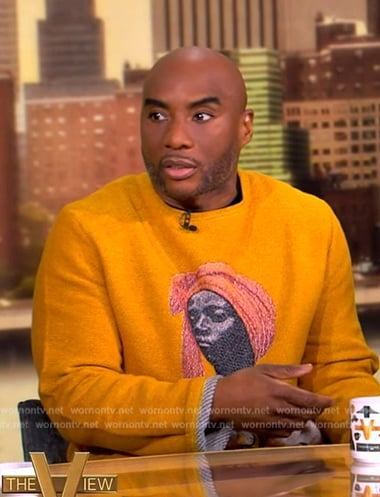 Charlamagne tha God’s yellow graphic sweater on The View