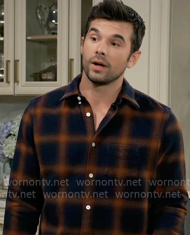 Chase's navy and orange plaid shirt on General Hospital