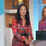 Chi-Lan Liu’s floral pleated dress on The Talk