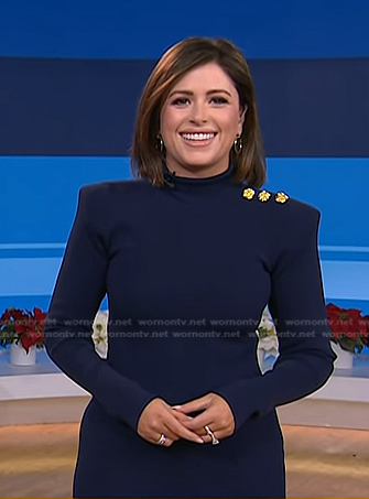 Chloe’s navy button shoulder dress on Today