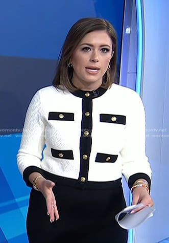 Chloe's white contrast trim textured jacket on Today