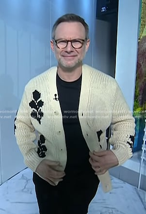 Christian Slater's ivory knit cardigan on Today