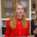 Christina Tosi’s red button down cardigan on Live with Kelly and Mark