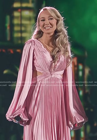 Christina Eagle’s pink pleated dress on The Voice