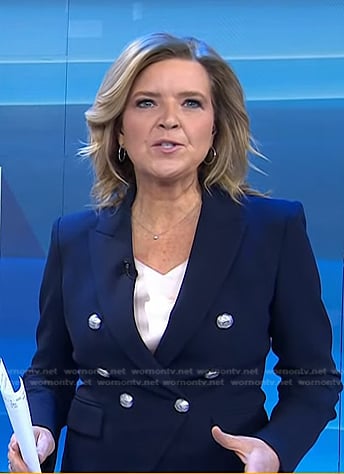 Christine Romans' navy blazer with silver buttons  on Today