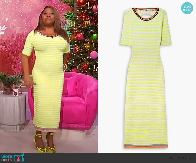 Christopher John Rogers Open-back striped jacquard-knit midi dress worn by Sherri Shepherd on Sherri