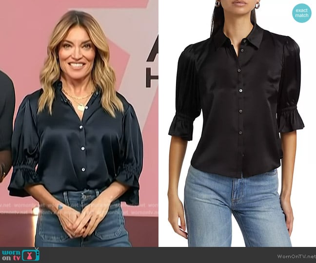 Kit’s black satin top on Access Hollywood