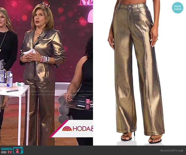 Cinq a Sept Gold Coated Francine Pants worn by Hoda Kotb on Today