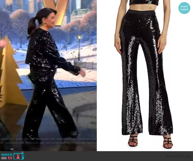 Cinq a Sept Holiday Amy Sequin Flared Pants worn by Ana Navarro on The View