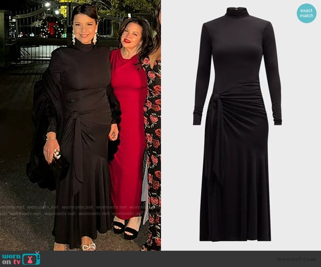 Cinq a Sept Johnson Mock-Neck Wrap-Skirt Midi Dress worn by Ana Navarro on The View