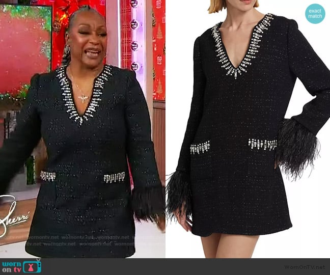 Regina Belle’s black embellished tweed dress on Sherri