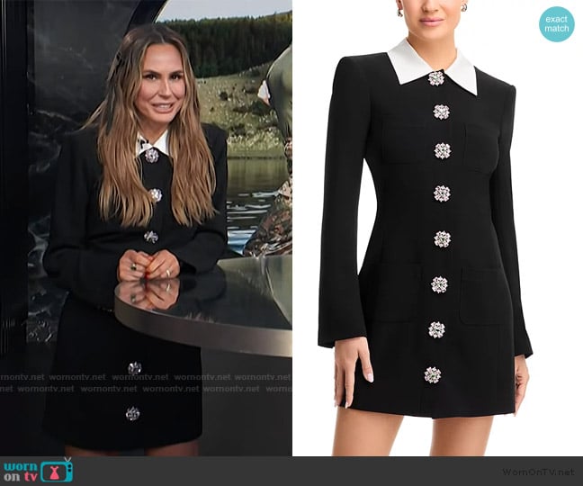 Cinq a Sept Sheryl Tailored Crystal-Button Mini Dress worn by Keltie Knight on E! News