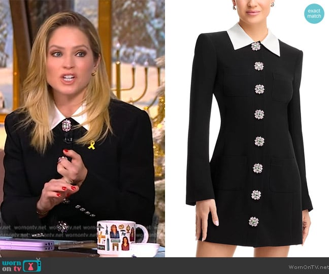 Cinq a Sept Sheryl Tailored Crystal-Button Mini Dress worn by Sara Haines on The View