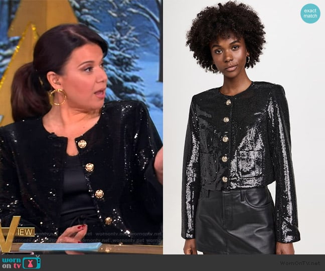 Cinq a Sept Sequin Randi Jacket worn by Ana Navarro on The View