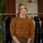 Claire’s brown cable-knit sweater on The Young and the Restless