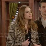 Claire’s plaid coat on The Young and the Restless