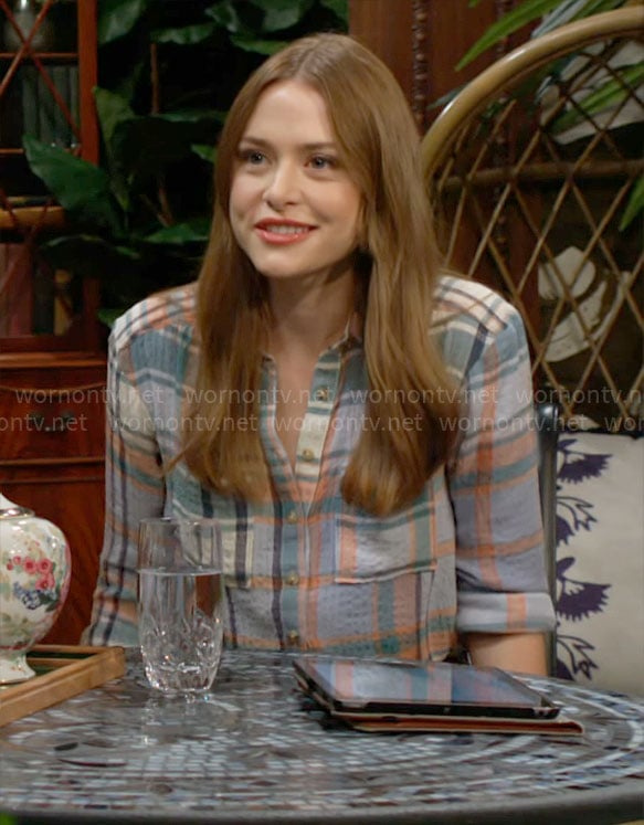 Claire’s plaid shirt on The Young and the Restless