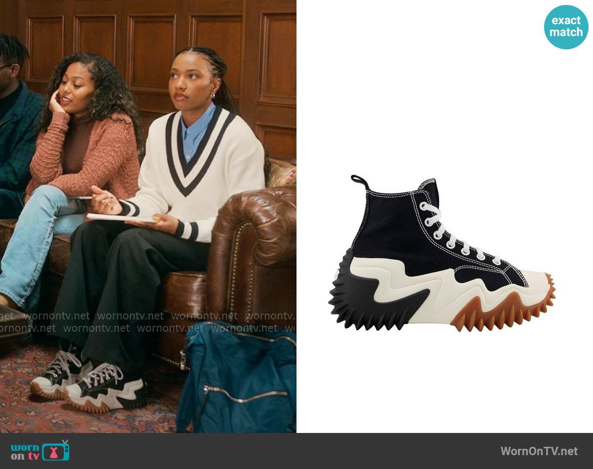 Converse Run Star Motion Hi canvas platform sneakers worn by Whitney Chase (Alyah Chanelle Scott) on The Sex Lives of College Girls