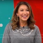 Courtney Cason’s grey embellished sweater on CBS Mornings