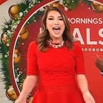 Courtney Cason’s red textured dress on CBS Mornings