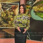 Dana Jacobson's lime abstract print top on CBS Mornings