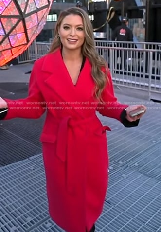 Dani’s pink wrap coat on Good Morning America