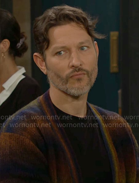 Daniel's ombre stripe cardigan on The Young and the Restless