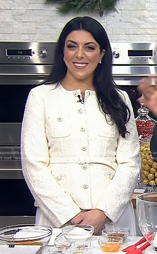 Danielle Sepsy's white tweed jacket and pleated skirt on Today