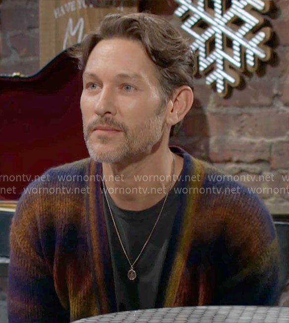 Daniel's ombre stripe cardigan on The Young and the Restless