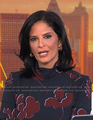 Darlene's navy floral mock neck dress on Today