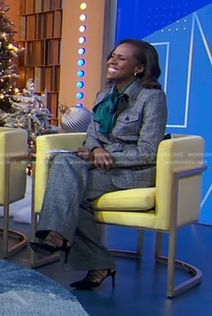 Deborah's grey belted jacket and pants on Good Morning America