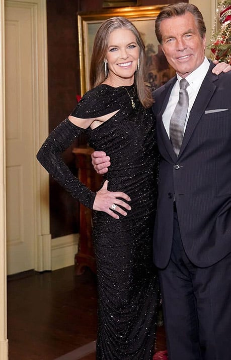 Diane's sparkly black dress with cutouts on The Young and the Restless