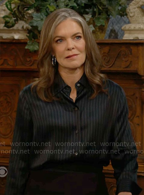 Diane's pinstriped button down blouse on The Young and the Restless