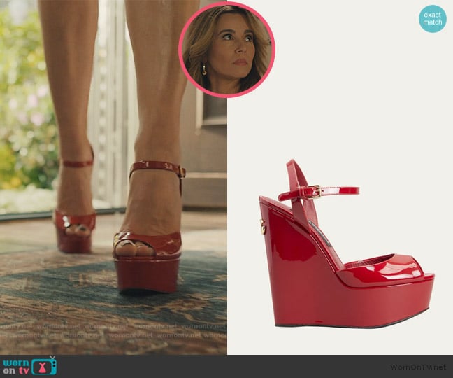 Dolce & Gabbana Ankle-Strap Platform Wedge Sandals worn by Margo Starling (Linda Cardellini) on No Good Deed