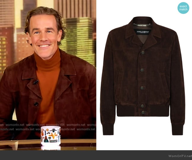 Dolce and Gabbana Suede bomber jacket worn by James Van Der Beek on The View