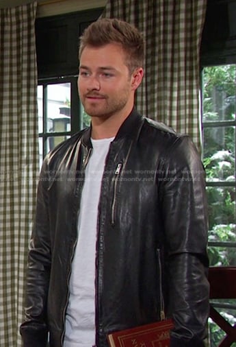 Doug's black leather zip jacket on Days of our Lives