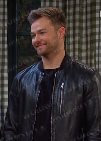 Doug’s black leather zip jacket on Days of our Lives