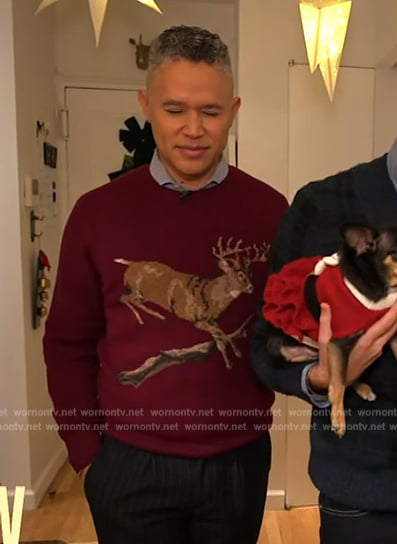 Dr. García-Mathews’ deer graphic sweater on The Drew Barrymore Show