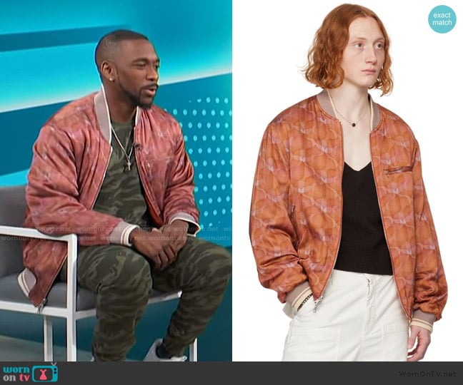 Dries Van Noten Orange Reversible Bomber Jacket worn by Jay Pharoah on Access Hollywood