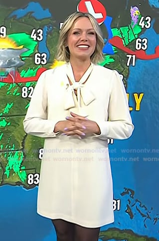 Dylan’s white tie neck dress on Today