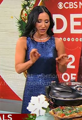 Elizabeth Werner's metallic blue dress on CBS Mornings